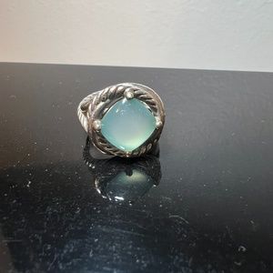 David Yurman Sterling Silver Infinity Ring Calcedony Stone